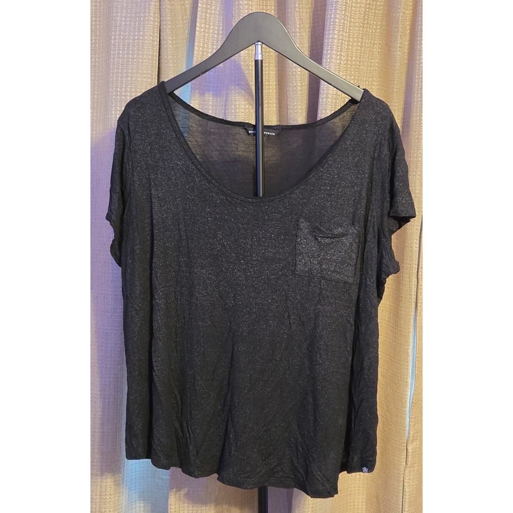 Rock & Republic Short Sleeve Sheer Blouse Women's Size 1X Sparkly Black